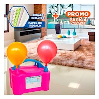 Pack4 Bomba Portatil Fucsia y Segura para Decoracion y Niños Y+Papel Regalo