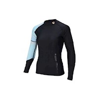 Camiseta Elastico Nailon Mujer Celeste Negro para Comodidad y Uso Diario Y+Papel Regalo