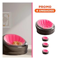 Pack4 Sofa Inflable Rosado para Hogar con Superficie Comoda y Estable Y+Regalo Sticker
