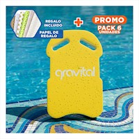 Pack6 Complemento de Natacion Gravital ST 23 con Cintura Segura Amarillo Piscina Y+Papel Regalo