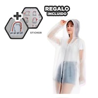 Abrigo de Lluvia Unisex para Uso Urbano y Exterior con Color Blanco Y+Regalo Sticker