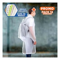 Pack12 Capa de Lluvia Unisex con Diseno Practico y Material Durable Y+Papel Regalo