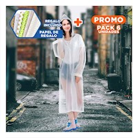 Pack6 Abrigo Impermeable Unisex para Caminatas Urbanas y Traslados Y+Papel Regalo