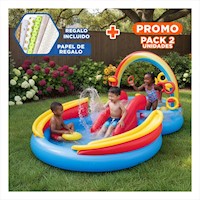 Pack2 Espacio Recreativo Arcoiris Inflable para Ninos Diseno Infantil Colorido Y+Papel Regalo