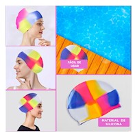 Cofia De Natacion Unisex Multicolor Blanco Amarillo Fucsia Azul Para Jovenes Y+Post It