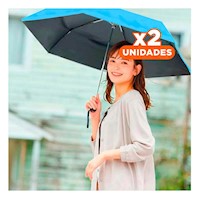 Pack2 Parasol Plegable Portatil en Bolsillo Pequeno para Uso Diario Celeste Y+Regalo Sticker