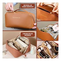 Estuche Marron Elegante con Cierre Practico para Maquillaje Y+Post It