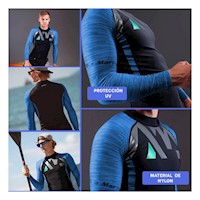 Polo Elastico de Nailon para Hombre Negro Azul Talla L Moda Playa Casual Y+Post It