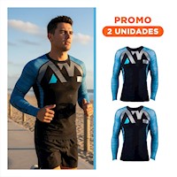 Pack2 Camiseta Elastico de Nailon para Hombre Negro Azul Talla L Estilo Playa