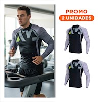 Pack2 Playera Elastico Nailon Hombre Plomo Negro para Uso en Playa Talla L