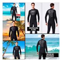 Traje de Neopreno Hombre Manga Larga con Pecho y Brazo 3,3mm Negro Talla M Y+Post It