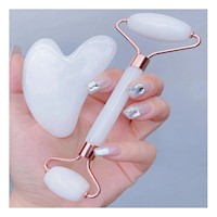 Dispositivo Facial Set de 2 de Jade Blanco para Spa Personal y Rejuvenecimiento Y+Ligas Regalo