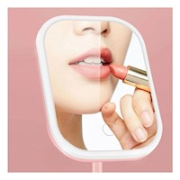 Espejo Compacto LED Tactil Cuadrado Rosado con Iluminacion LED Y+Ligas Regalo