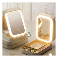 Caja Versatil 11,5x16,5x6cm Blanca con LED y Espejo para Guardar Accesorios con Estilo