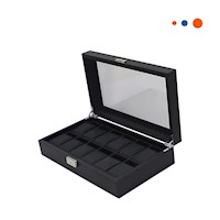 Caja de 12 Relojes Negro Completo para Coleccion Personal Y+Papel Regalo