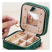 Estuche Verde Oscuro con Espejo Terciopelo Portatil