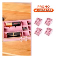 Pack4 Soporte Organizador 5 Niveles Rosado de Terciopelo y Acrilico para Joyas Y+Regalo Sticker