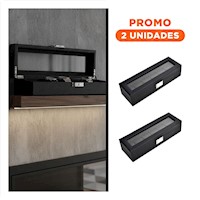 Pack2 Protector Porta Relojes Negro con 6 Compartimentos Completo