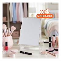 Pack4 Reflejo Rectangular de Mesa Doble Vista 18x15cm Transparente Hogar