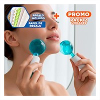 Pack2 Set Facial con Globos de Hielo Celeste par para Piel Suave Y+Papel Regalo