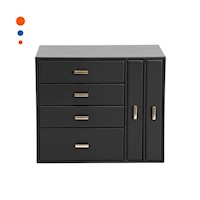 Cofre Organizador Grande 4 Niveles Horiz y 2 Vert Negro para Maquillaje Y+Papel Regalo
