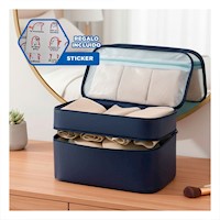 Bolso de Viaje 4 Espacios 30x16x17cm Azul para Maquillaje Y+Regalo Sticker