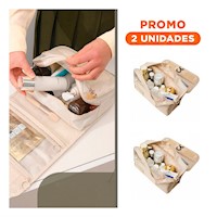 Pack2 Organizador 24x8x19 cm Beige para Viajes con Sistema Colgador y Facil Uso
