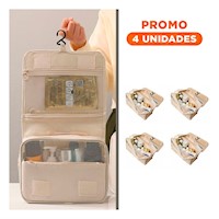 Pack4 Cosmetiquero 24x8x19 cm Beige Compacto con Gancho para Colgar Facilmente Y+Regalo Sticker