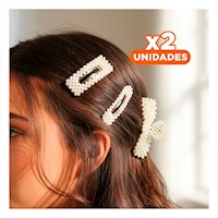 Pack2 Set 6 Ganchos de Cabello con Perlas Beige Estilo Mujer Y+Regalo Sticker