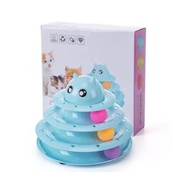 Plataforma con Pelotas de 3 Niveles Celeste para Gato Activo Y+Regalo Sticker