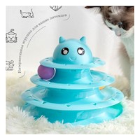 Circuito con Pelotas de 3 Niveles Celeste para Gato Activo Y+Papel Regalo