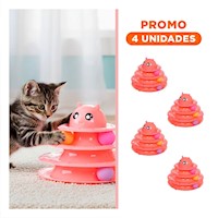 Pack4 Torre Estable de 3 Niveles con Pelotas Rosado para Mascota