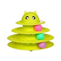 Plataforma con Pelotas de 3 Niveles Verde Limon para Gato Activo Y+Regalo Sticker