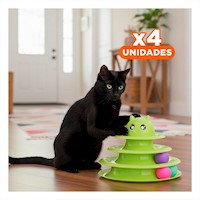 Pack4 Juego Estable de 3 Niveles con Pelotas Verde Limon para Mascota Y+Papel Regalo