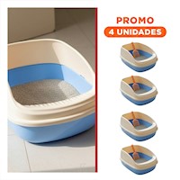 Pack4 Contenedor de Arena Ligero con Pala y Entrada Amplia 49,5x24x39cm Celeste