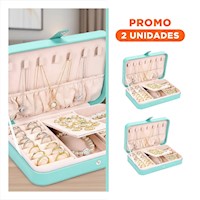 Pack2 Caja para Joyas 22x14 cm Celeste Moderna para Tocador