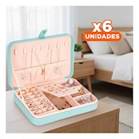 Pack6 Joyero 22x14 cm Celeste para Uso en Casa y Viajes Y+Regalo Sticker