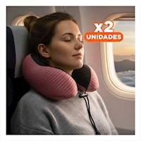 Pack2 Descanso Suave de Cuello para Viajar Rosado a Rayas Y+Papel Regalo