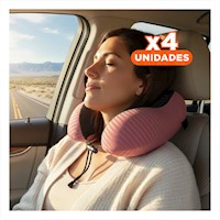 Pack4 Almohada Ligera de Cuello Rosado a Rayas para Viajar Y+Papel Regalo