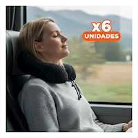 Pack6 Cojin Comodo para Viajar Negro a Rayas con Soporte Y+Regalo Sticker