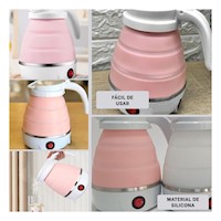 Hervidor Moderno Electrico de Silicona Rosado 600ml para Espacios Reducidos