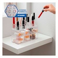 Contenedor para Maquillaje de Acrilico 2 Pisos 3 Divisiones Transparente Y+Regalo Sticker