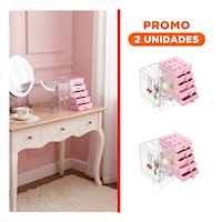 Pack2 aja 5 Cajones y 3 Puertas en Terciopelo Rosado para Dormitorio