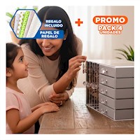 Pack4 Organizador 5 Cajones y 3 Puertas en Terciopelo Plomo Organizador Moderno Y+Papel Regalo