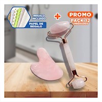 Pack12 Kit 2 de Rutina Facial Cuarzo Rosado Marmoleado para Hogar Y+Papel Regalo