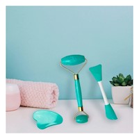 Equipo Practico 3 de Limpieza Facial Plastico Turquesa para Mujer Y+Ligas Regalo