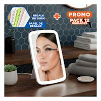 Pack12 Cristal Led Tactil Blanco con Luz Blanca para Belleza Y+Papel Regalo