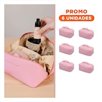 Pack6 Cosmetiquero Rosado Elegante con Diseno Moderno para Maquillaje Y+Regalo Sticker