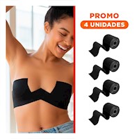 Pack4 Banda Adhesiva Negro Levanta Busto para Moda Mujer Ajuste Comodo Y+Regalo Sticker