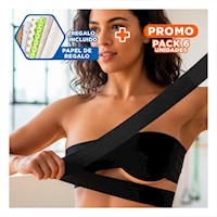 Pack6 Sujetador Adhesivo Negro Levanta Busto para Moda Mujer Ajuste Seguro Y+Papel Regalo